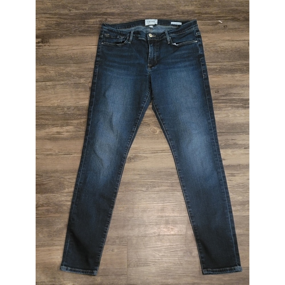 FRAME Le Skinny‎ de Jeanne Dark Wash Mid Rise Denim Jeans Size 30 Skinny Leg